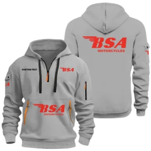 BSA Motorcycles Half Zip Hoodie, Sports Hooded Multi-Pockets, Custom Name HIDI050325Y25QZ2HBSA