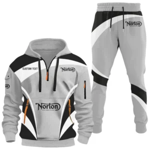 Norton Motorcycle Half Zip Hoodie x Long Pants Set All-over Print, Custom Name HIDI150325Y26QZ3HNOM