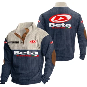Beta Racing Exclusive Logo Knitted Ribbed Corduroy Sweatshirt Mid Stretch Stand Collar Pullover Sweater, Custom Text HG130325Y32RCSCT1BET