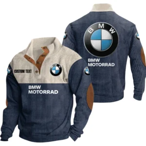 BMW Motorrad Exclusive Logo Knitted Ribbed Corduroy Sweatshirt Mid Stretch Stand Collar Pullover Sweater, Custom Text HG130325Y32RCSCT5BMW