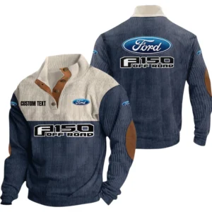 Ford F150 Knitted Ribbed Corduroy Sweatshirt Mid Stretch Stand Collar Pullover Sweater Customize Name