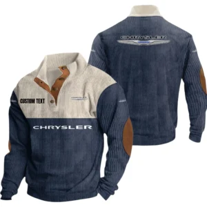 Chrysler Exclusive Logo Knitted Ribbed Corduroy Sweatshirt Mid Stretch Stand Collar Pullover Sweater, Custom Text HG140325Y32RCSCT2CHR