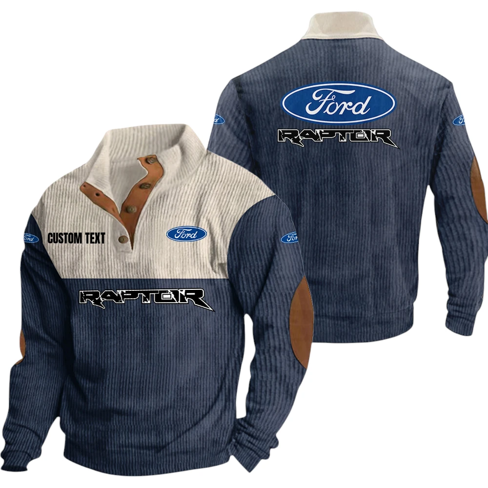 Ford Raptor Knitted Ribbed Corduroy Sweatshirt Mid Stretch Stand Collar Pullover Sweater Customize Name Ford Raptor Knitted Ribbed Corduroy Sweatshirt Mid Stretch Stand Collar Pullover Sweater Customize Name