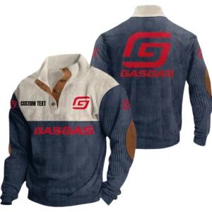 Gas Gas Exclusive Logo Knitted Ribbed Corduroy Sweatshirt Mid Stretch Stand Collar Pullover Sweater, Custom Text HG140325Y32RCSCTGAS