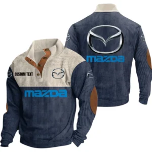 Mazda Exclusive Logo Knitted Ribbed Corduroy Sweatshirt Mid Stretch Stand Collar Pullover Sweater, Custom Text HG150325Y32RCSCT1MAZ
