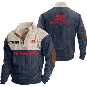 Nissan 300zx Exclusive Logo Knitted Ribbed Corduroy Sweatshirt Mid Stretch Stand Collar Pullover Sweater, Custom Text HG150325Y32RCSCT2NIS