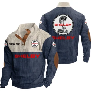 Shelby Cobra Knitted Ribbed Corduroy Sweatshirt Mid Stretch Stand Collar Pullover Sweater Customize Name