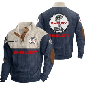 Shelby Knitted Ribbed Corduroy Sweatshirt Mid Stretch Stand Collar Pullover Sweater Customize Name