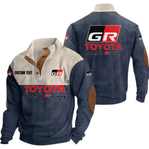 Toyota Gazoo Racing Knitted Ribbed Corduroy Sweatshirt Mid Stretch Stand Collar Pullover Sweater, Custom Text HG170325Y32RCSCT1TGR
