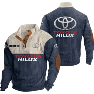 Toyota Hilux Exclusive Logo Knitted Ribbed Corduroy Sweatshirt Mid Stretch Stand Collar Pullover Sweater, Custom Text HG170325Y32RCSCT1TOH