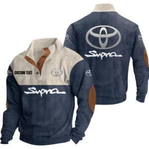 Toyota Supra Exclusive Logo Knitted Ribbed Corduroy Sweatshirt Mid Stretch Stand Collar Pullover Sweater, Custom Text HG170325Y32RCSCT1TOS