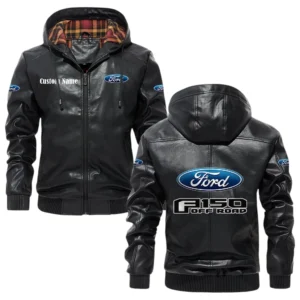 Ford F150 Hooded Jacket PU Leather x Durable Windproof Warm Soft Checkered Lining Customize Name