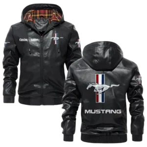 Ford Mustang Hooded Jacket PU Leather x Durable Windproof Warm Soft Checkered Lining Customize Name