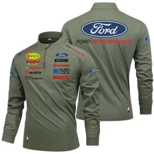 Ford Performance Racing Stand Collar Quarter Zip Long Sleeve Shirt Customize Name