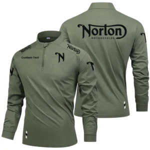 Norton Motorcycle Limited 2025 Long Sleeve Shirt, Stand Collar Quarter Zip-up Custom Name HIDI270325Y49LMT05NOM