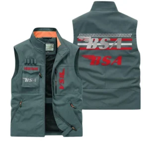 BSA Motorcycles Multi Pocket Vest Sleeveless Men Outdoor Vest Lightweight Custom Name TN190425Y39MPVCT1BSA