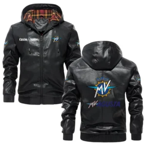 MV Agusta Exclusive Logo Hooded Jacket PU Leather x Durable Windproof Warm Soft Checkered Lining, Custom Name HG030425Y47JHLCT1MVA