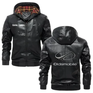 Oldsmobile Exclusive Logo Hooded Jacket PU Leather x Durable Windproof Warm Soft Checkered Lining, Custom Name HG030425Y47JHLCT1OLD