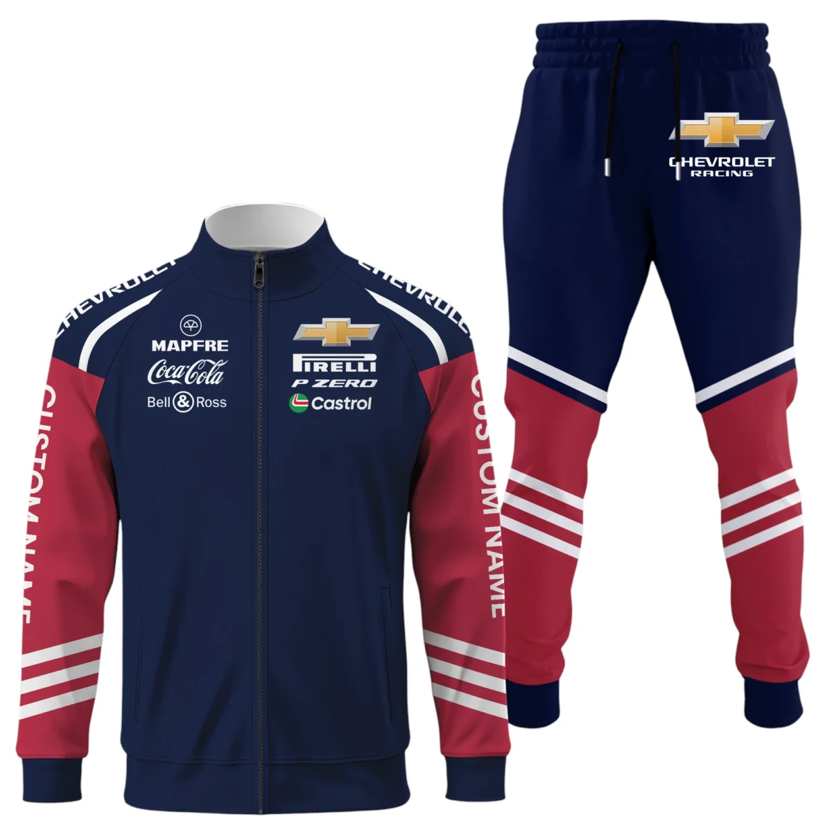 Chevrolet Racing Long Sleeve Shirt Full Zip X Long Pants Set All Over ...