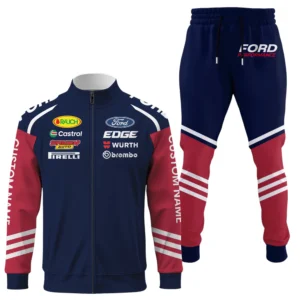 Ford Performance Racing Long Sleeve Shirt Full Zip x Long Pants Set Sports Style Custom Name