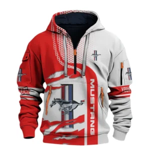 Ford Mustang Half Zip Hoodie All Over Prints Multi-Pockets Customize Your Name
