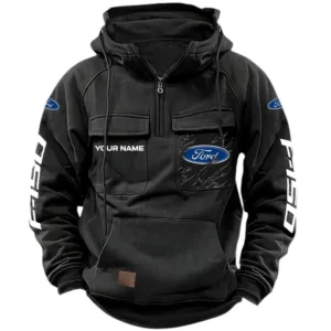 Ford F150 Quarter Zip Hoodie Sports Hoodie Multi-Pockets Customize Name