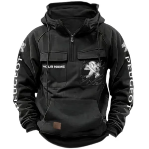 Peugeot Quarter Zip Hoodie, Sports Hoodie Multi-Pockets, Custom Name HG170525Y41HJRCT1PEU