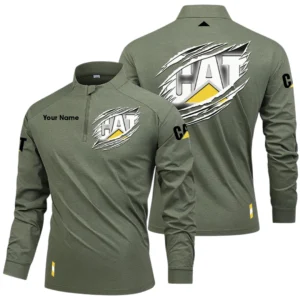 Caterpillar Stand Collar Quarter Zip Long Sleeve Shirt Customize Name