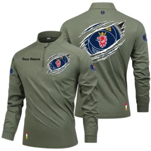 Saab Long Sleeve Shirt, Stand Collar Quarter Zip-up Custom Name HIDI100525Y49LMT05SAA