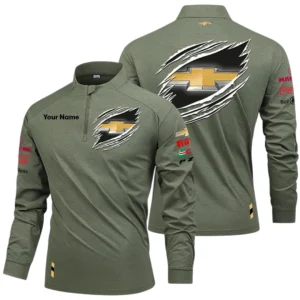Chevrolet Motorsports Long Sleeve Shirt, Stand Collar Quarter Zip-up Custom Name HIDI150525Y49LMT05CHR2