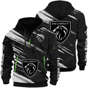 Peugeot Half Zip Hoodie All Over Prints, Multi-Pockets Custom Name HIHI130625Y26QZ3HPEU