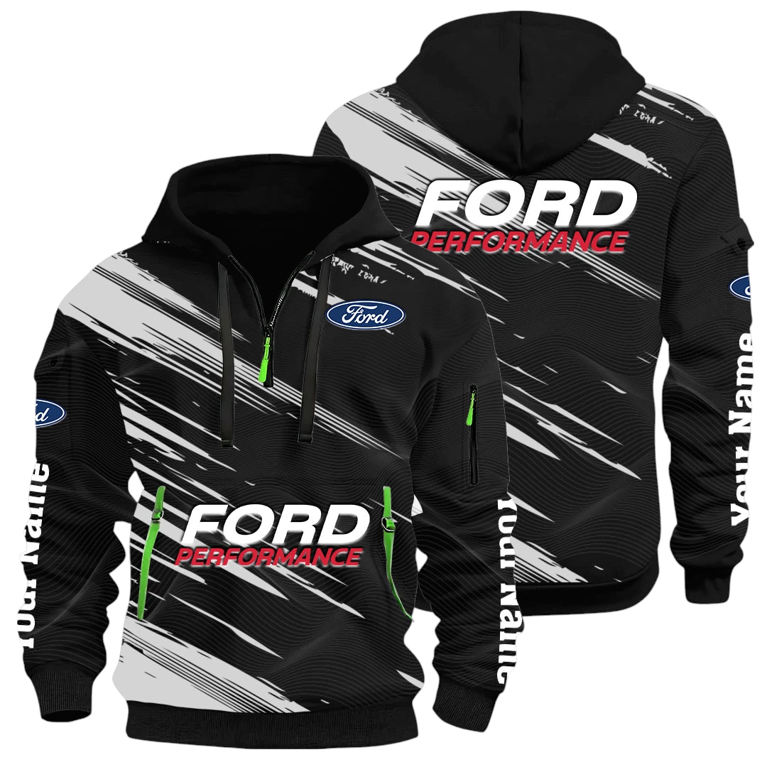 Ford Performance Racing Half Zip Hoodie All Over Prints Multi-Pockets Customize Name Ford Performance Racing Half Zip Hoodie All Over Prints Multi-Pockets Customize Name