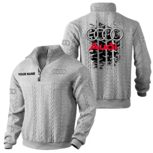Audi Quarter Zip Sweatshirt Stand Collar Gift For Fan Custom Name