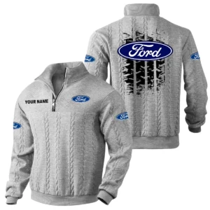 Ford Quarter Zip Sweatshirt Stand Collar Gift For Fan Personalize Text