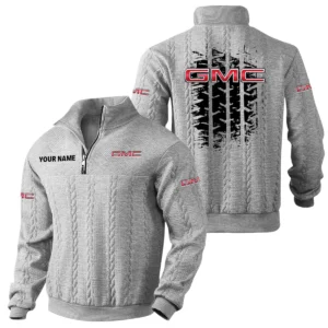 GMC Car Quarter Zip Sweatshirt Stand Collar Gift For Fan Personalize Text