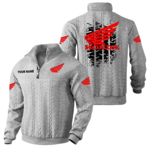 Honda Motor Quarter Zip Sweatshirt Stand Collar Gift For Fan Custom Name