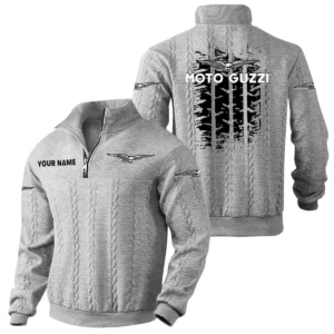Moto Guzzi Quarter Zip Sweatshirt Stand Collar Gift For Fan Custom Name
