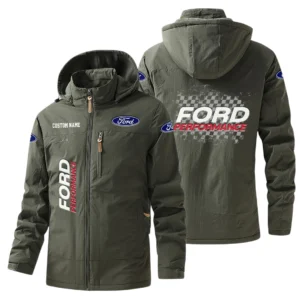Ford Performance Racing Windbreaker Jacket Hooded Warm Lining Waterproof Customize Text