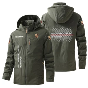 Porsche Motorsport Racing Windbreaker Jacket Hooded Warm Lining Waterproof Customize Text
