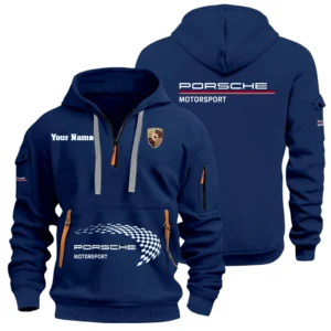 Porsche Motorsport Racing Half Zip Hoodie Sports Hooded Multi-Pockets Personalize Text