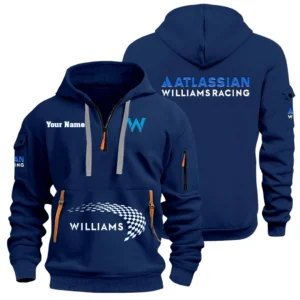 Williams Racing Half Zip Hoodie Sports Hooded Multi-Pockets Personalize Text
