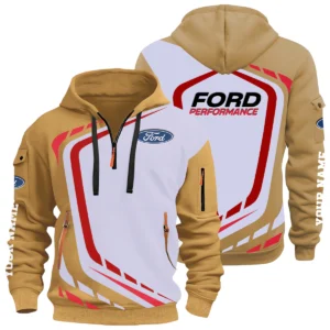 Ford Performance Racing Half Zip Hoodie All Over Prints Multi-Pockets Personalize Name
