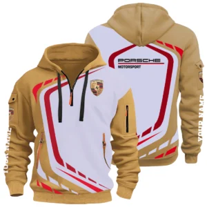 Porsche Motorsport Racing Half Zip Hoodie All Over Prints Multi-Pockets Personalize Name