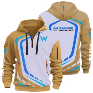 Williams Racing Half Zip Hoodie All Over Prints Multi-Pockets Personalize Name