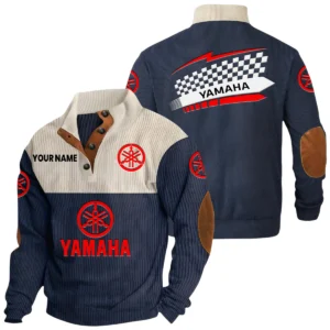 Yamaha Motor Knitted Ribbed Corduroy Sweatshirt Stand Collar Custom Text
