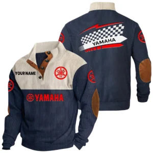 Yamaha Knitted Ribbed Corduroy Sweatshirt Stand Collar Custom Text