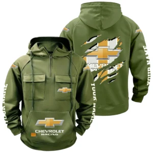 Chevrolet Racing Quarter Zip Hoodie Multi-Pockets Custom Name