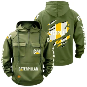 Caterpillar Quarter Zip Hoodie Multi-Pockets Personalize Text