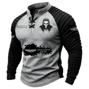 Aston Martin Racing Vintage Lace-Up Long Sleeve Shirt Custom Text