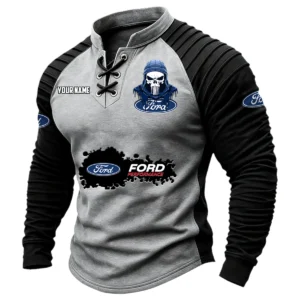 Ford Performance Racing Men's Vintage Lace Up Long Sleeve Shirt Customize Name